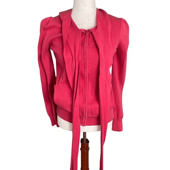 Red Hooded Cardigan with Bow – Lux Size S - Picture 2 of 5